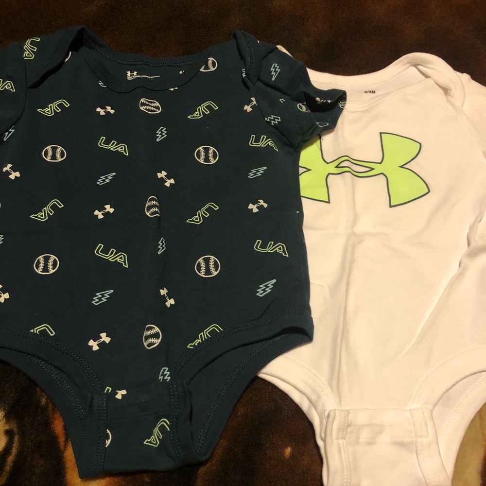 2 Under Armour 6-9 month onesies